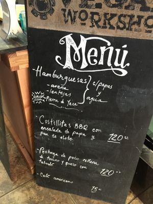 Menu at Vegan Workshop in Tijuana