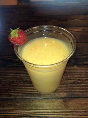 Vegan Mango lassi at Sweet Peaces in Flint