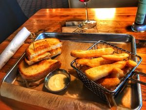Vegetarian grilled cheese and homemade french fries at Public House in Monroe