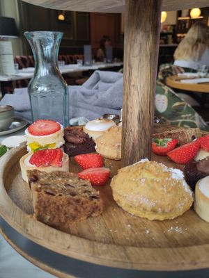 Scones, Victoria sponge, fruit cake at Ffarm Hall in Abergele