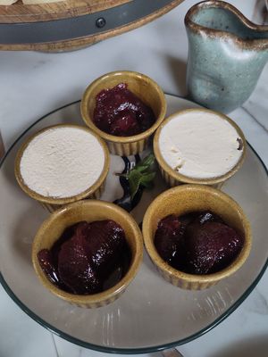 Cream and jam for the scones at Ffarm Hall in Abergele