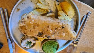 Tofish and chips at Ffarm Hall in Abergele