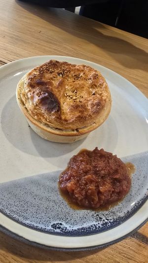 Ratatouille pie with tomato relish at Mug. in Cowes