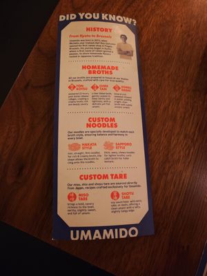 Menu at Umamido Ramen & Sushi Bourse in Brussels