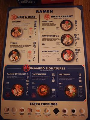 Menu at Umamido Ramen & Sushi Bourse in Brussels