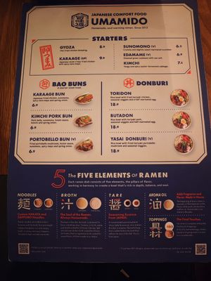 Menu at Umamido Ramen & Sushi Bourse in Brussels