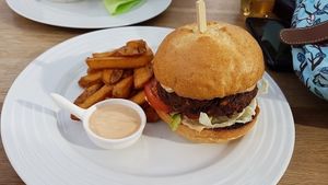 Vegan burger at Restaurant Sojka and Spol in Mikulov