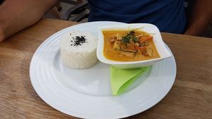 vegan curry with tempeh at Restaurant Sojka and Spol in Mikulov