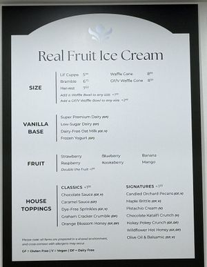 menu options   at Bramble & Berry Ice Cream in Lancaster