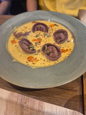 Tortellini at Pūrnah: Kitchen. Pantry. Table in Mumbai
