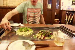 vegan okonomiyaki  at Nagataya in Hiroshima