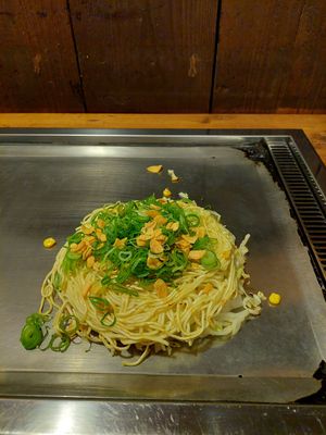 Plus two vegan sauces (spicy and less spicy) not shown here at Nagataya in Hiroshima