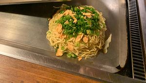 Vegan option at the front of the photo. The one at the back has egg and pork  at Nagataya in Hiroshima