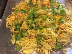 Garlic, green onion, corn at Nagataya in Hiroshima