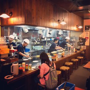 Open kitchen  at Nagataya in Hiroshima