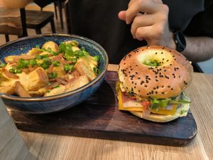 Loaded fries and beyond burger at Tabi Loo Ixelles in Brussels