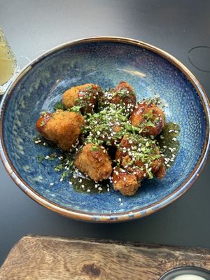 Califlower bites with amazing BBQ sauce  at Tabi Loo Ixelles in Brussels