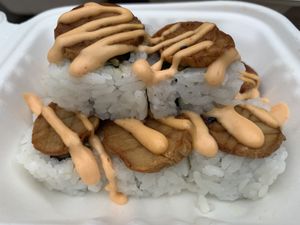 100% Plant based shellfish sushi  at Sushi Love in Portland