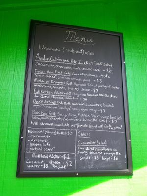 menu Aug 2014 at Sushi Love in Portland