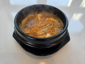 Soft tofu been paste stew at My Little Veggie Pub in Seogwipo
