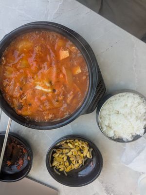 Kimchi stew at My Little Veggie Pub in Seogwipo