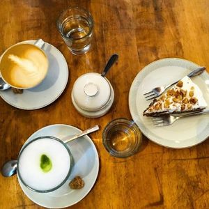 Walnuss Kuchen & Matcha  at Black Veg in Bonn