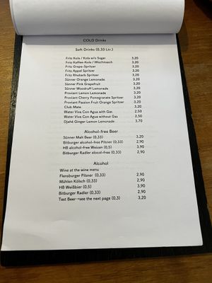 Menu Cold Drinks  at Black Veg in Bonn