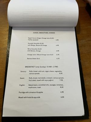 Menu Smoothies/Breakfastt  at Black Veg in Bonn