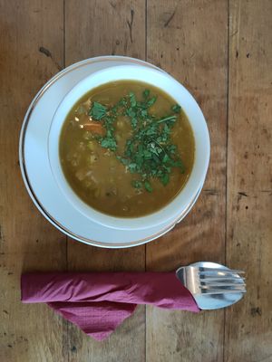 Dish of the day (pea stew with smoked tofu) at Black Veg in Bonn