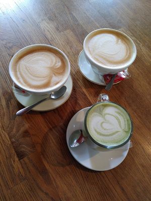 matcha latte & large lattes at Black Veg in Bonn
