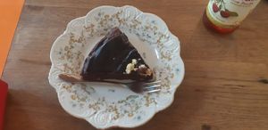 Chocolate walnut cake at Black Veg in Bonn