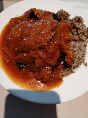 Ratatouille with Seitan and Buckwheat at Vega City in Budapest