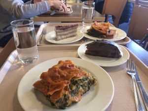 Spinach lasagne at Vega City in Budapest