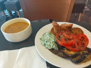 Lentil soup and mix of loads of things at Vega City in Budapest