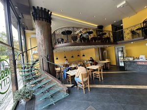 I just wanna go up that amazing staircase and eat vegan 🌱   at Vega City in Budapest