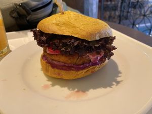 Vegan burger  at Vega City in Budapest