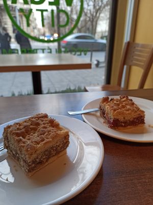 Apple and cherry pie at Vega City in Budapest