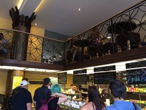 seating upstairs and down at Vega City in Budapest