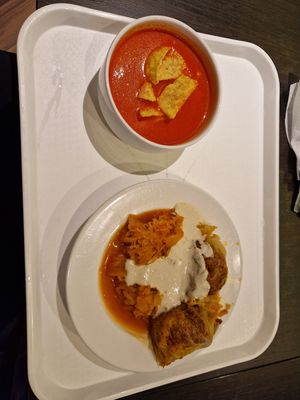 Paprika Soup and Cabbage Rolls at Vega City in Budapest