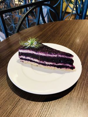 Blueberry cake at Vega City in Budapest
