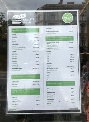 Some more of the menu options (not all of it!) at Vega City in Budapest