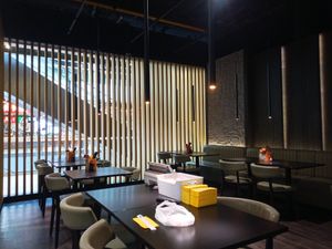Seating area by the entrance at DonMono  in Vienna
