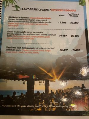 new card, 3 vegan options  at El Avion in Manuel Antonio
