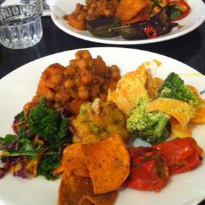 around £8-10 worth of food  at Ethos in London