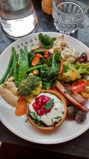 Yummy vegan plate! at Ethos in London