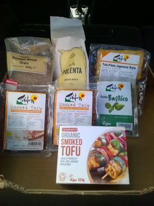 Tofu, freekeh, polenta selection at The Honey Tree in Newcastle Upon Tyne