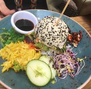 Vegan Sushi burger, DELICIOUS! at Mykene in Leuven