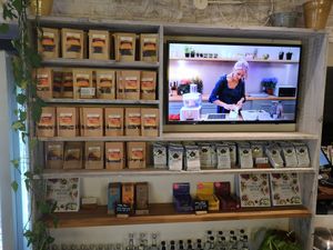 Inside the shop at Tanya's Cafe in South West London