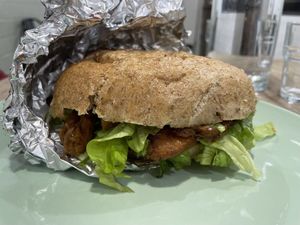 Sandwich with Seitan & lettuce  #Veganuary at 'O Grin in Naples