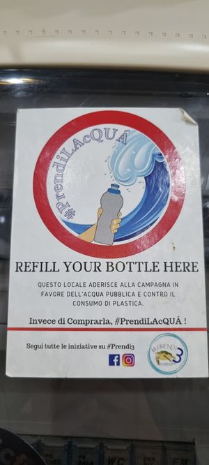 Great idea! Staff offered customers to refill their bottles. at 'O Grin in Naples